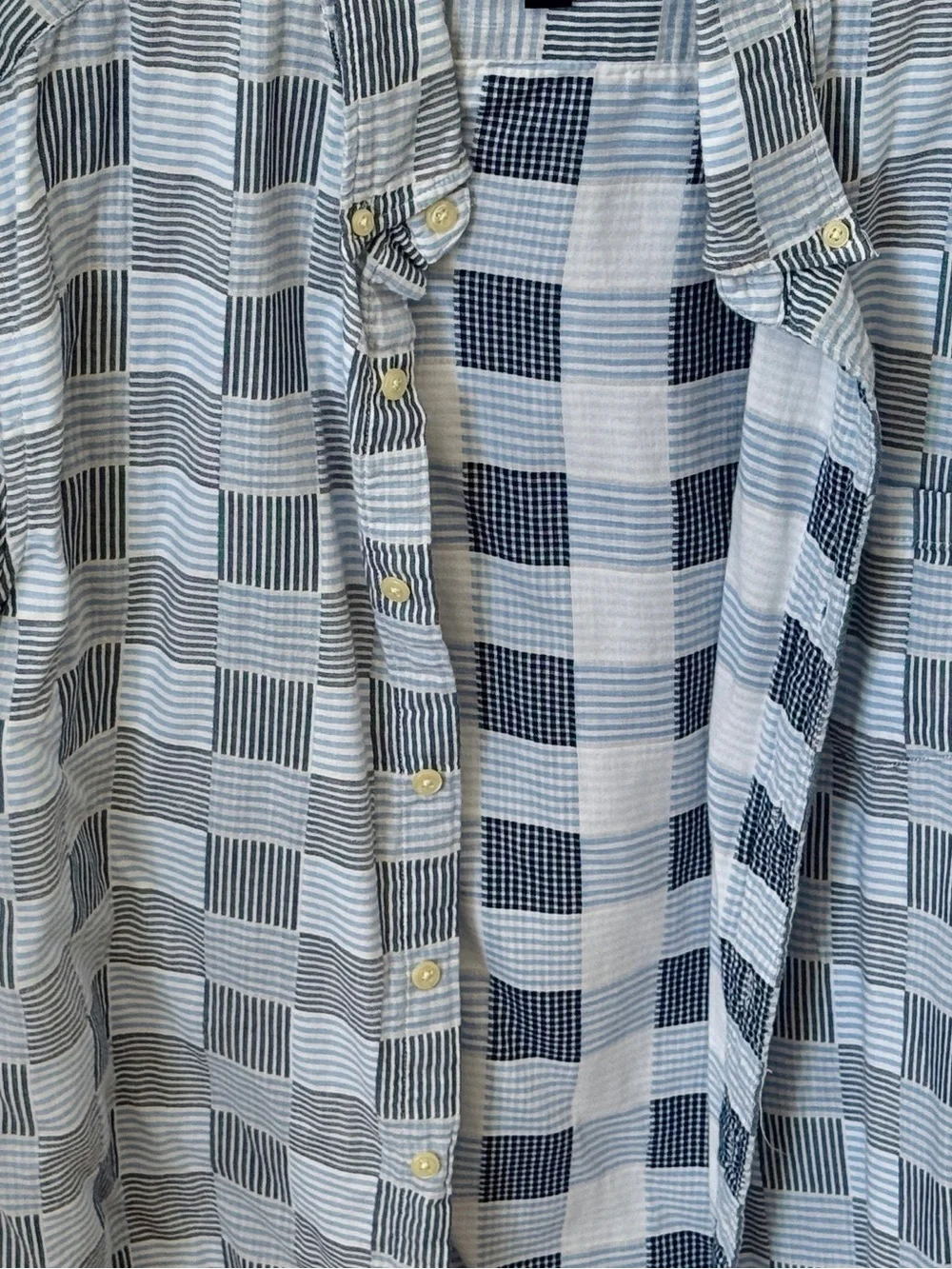 J. Crew Light Blue and Navy Check Button-Up Shirt